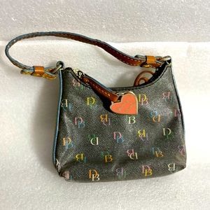 DOONEY & BOURKE ITSY BITSY MONOGRAM BAG Gray Silver Brown Heart Hangtag